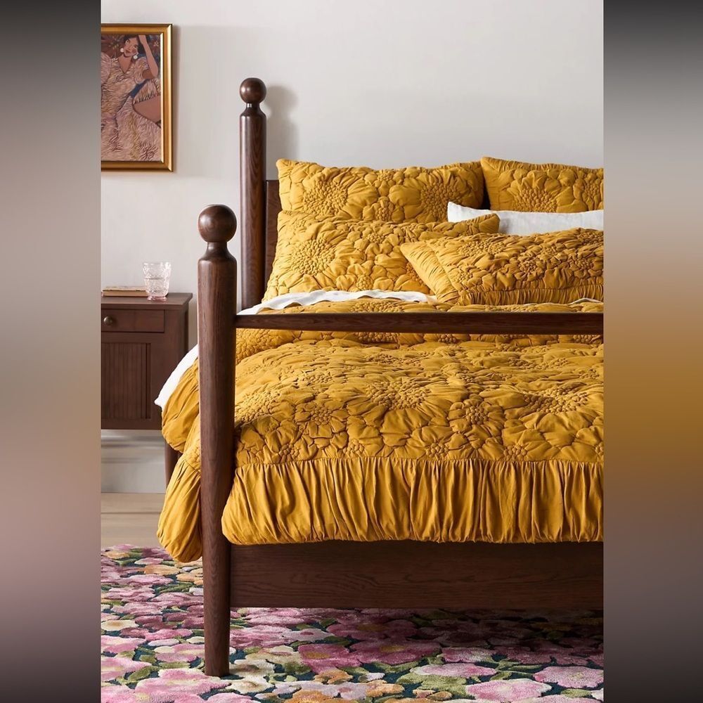 Anthropologie Dahlia Cotton Jersey Floral Quilt